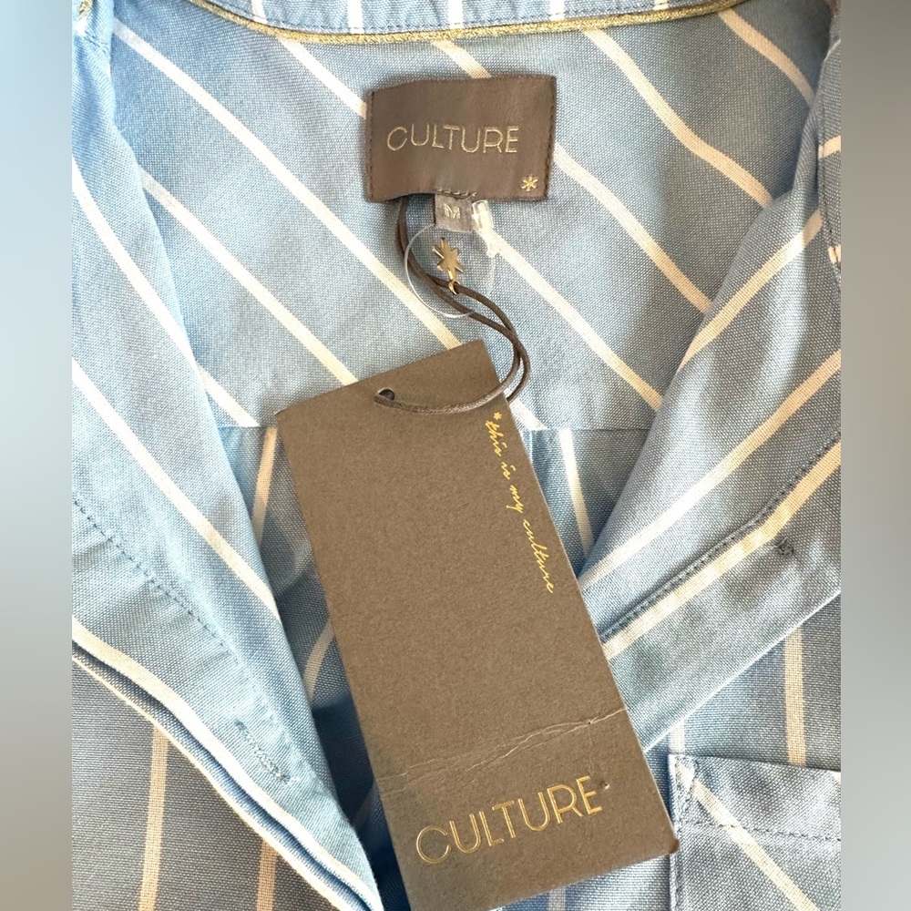 NWT Culture Blue and White Striped Shirt Dress “Understated” - Picture 9 of 14